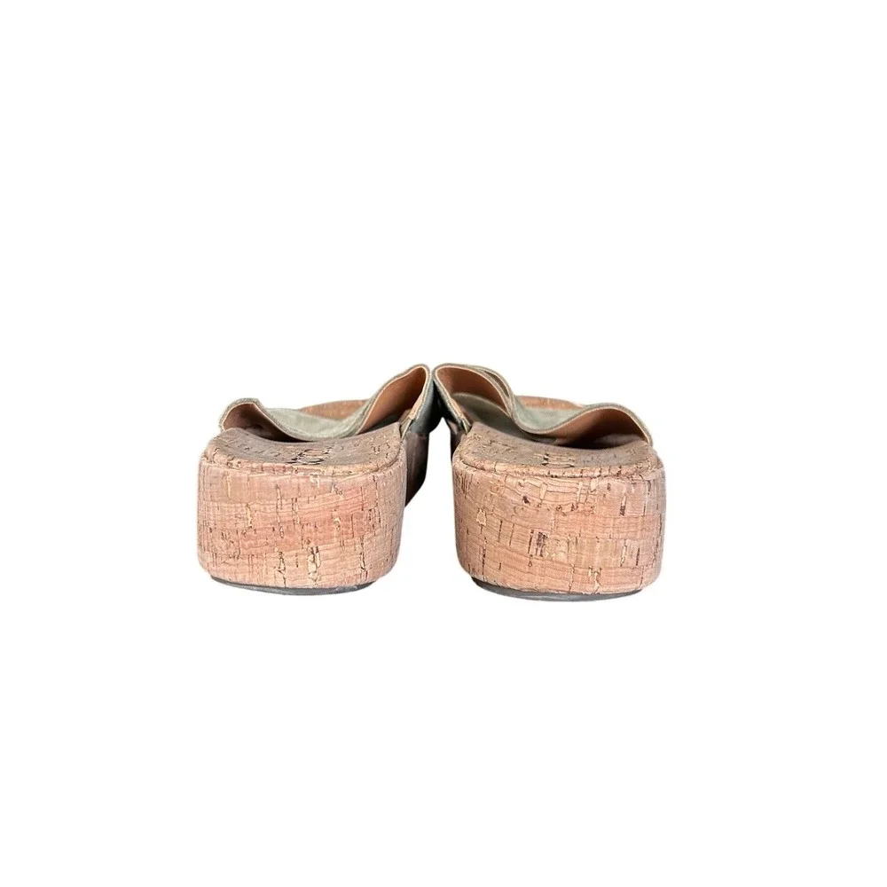 Earth Scout Sage Green Suede Cork Platform Slide Sandals Womens 8.5M